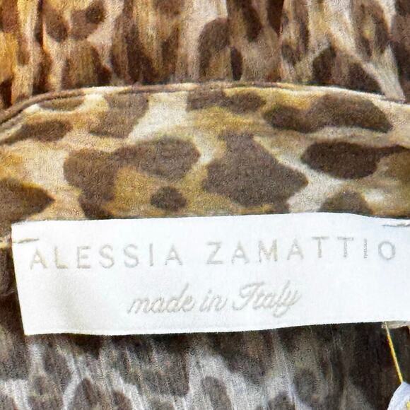 New ALESSIA ZAMATTIO Favignana Silk Cheetah Tiered Maxi Dress Sz 42 / US 6 - Picture 8 of 16